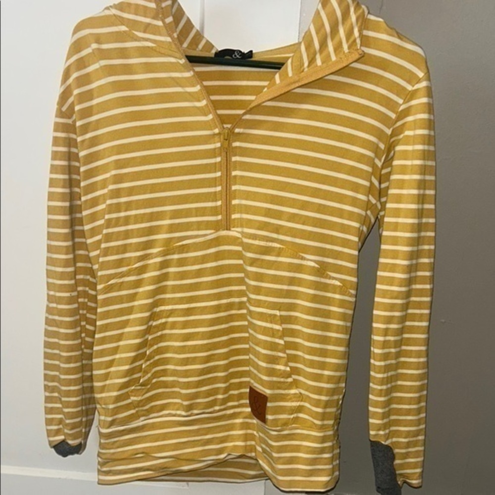 Ampersand Striped Half Zip Yellow- Small